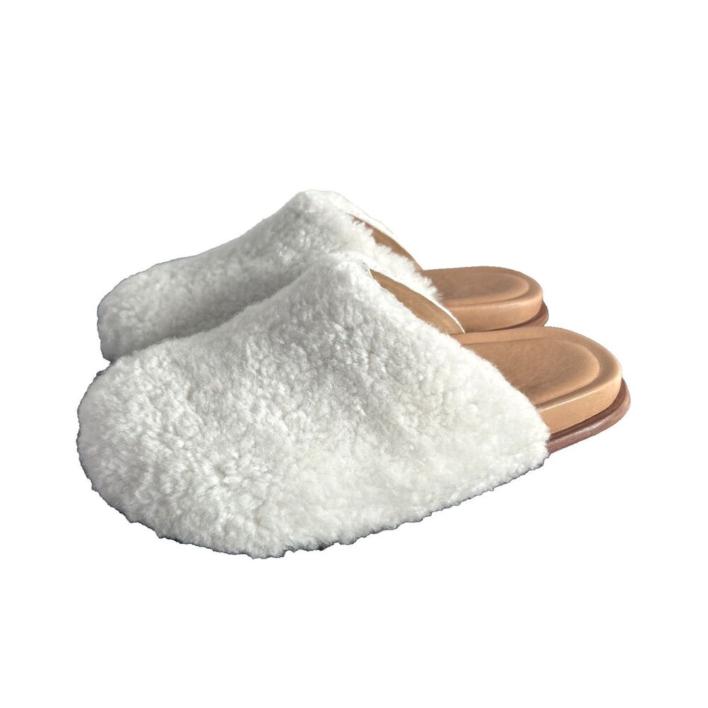 Anthropologie x Wal & Pai Ogden Shearling Leather Mule Clogs Slides Size 7.5